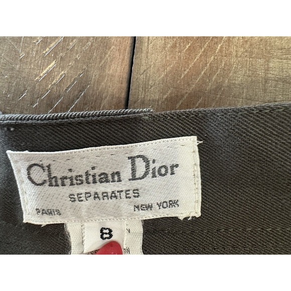Christian Dior Separates Knee Length Skirt Olive Green Size 8 Pleated 100% Wool - Picture 6 of 12